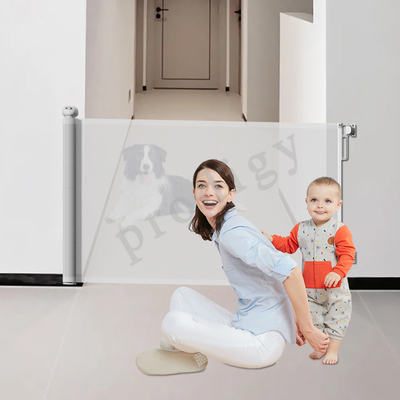 Extra 55inches ohne Bohrungen Baby Rückziehbares Tor Haustiere Mesh Sicherheitstor für Treppe, Türöffnung